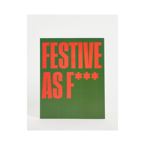Зеленая новогодняя открытка с надписью "Festive As F" Typo-Зеленый цвет