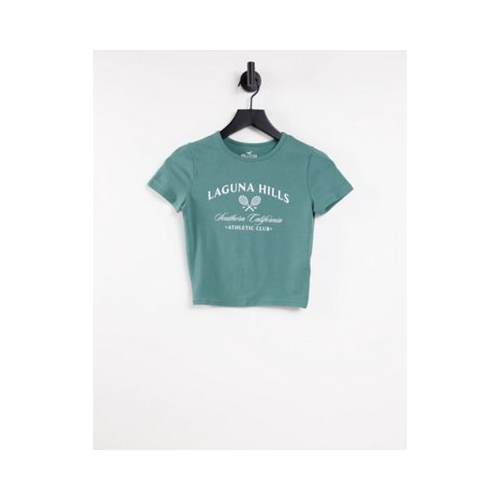 Зеленая футболка с графическим принтом Hollister-Зеленый цвет