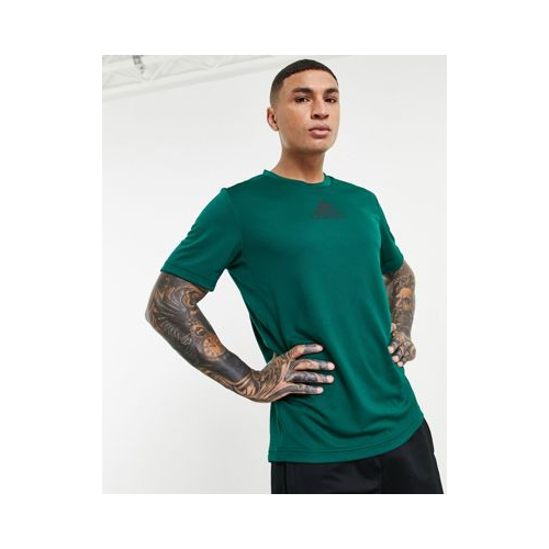 Зеленая футболка с логотипом по центру adidas Training-Зеленый цвет