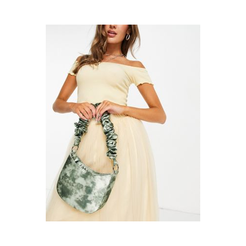 Зеленая закругленная сумка на плечо с суперприсборенным ремешком и принтом тай-дай ASOS DESIGN-Зеленый цвет