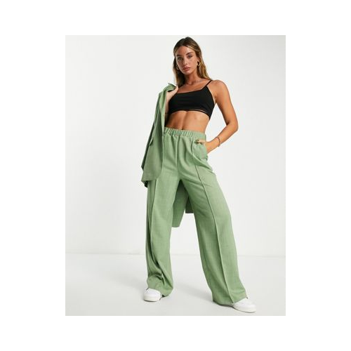 Зеленые брюки с эластичным поясом ASOS DESIGN-Зеленый цвет