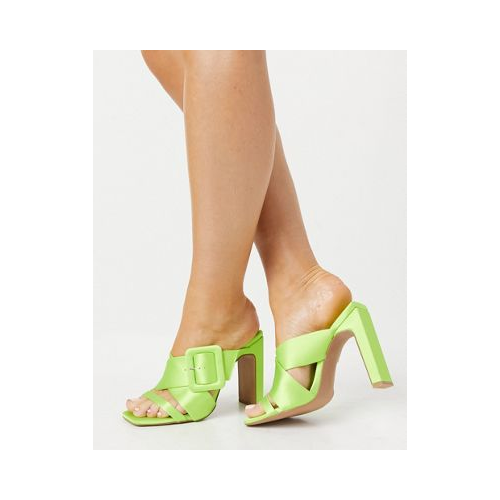 Зеленые мюли на высоком каблуке с пряжкой ASOS DESIGN Nanda-Зеленый цвет