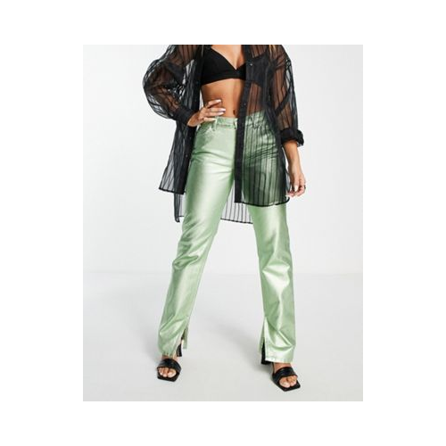 Зеленые прямые джинсы в стиле 90-х с классической талией и эффектом металлик ASOS DESIGN-Зеленый цвет