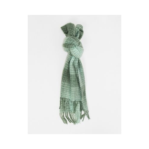 Зеленый длинный пушистый шарф в клетку ASOS DESIGN-Зеленый цвет