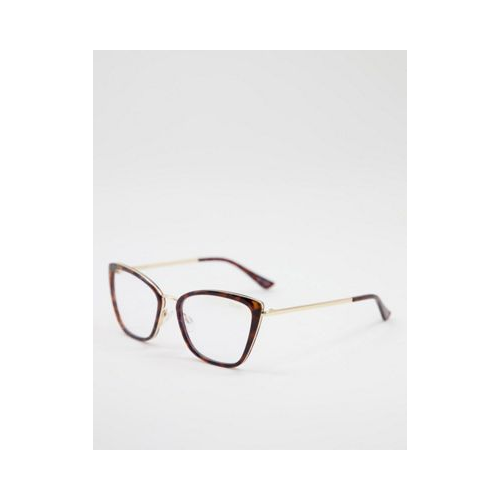 Женские очки «кошачий глаз» с защитой от синего излучения в оправе с черепаховым дизайном Quay Click Bait-Коричневый цвет
