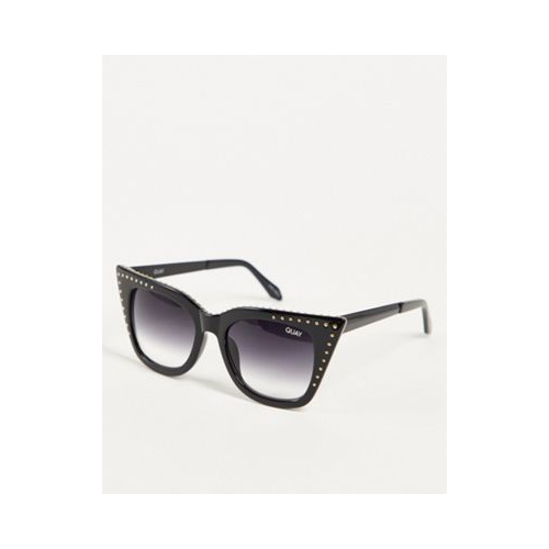 Женские солнцезащитные очки «кошачий глаз» черного цвета с заклепками Quay X Saweetie Harper-Черный
