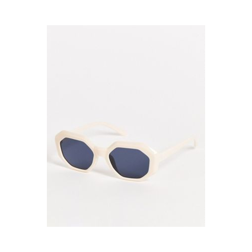 Женские солнцезащитные очки в шестигранной оправе кремового цвета AJ Morgan Белый