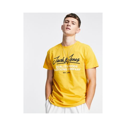 Желтая футболка с круглым вырезом и логотипом Jack & Jones