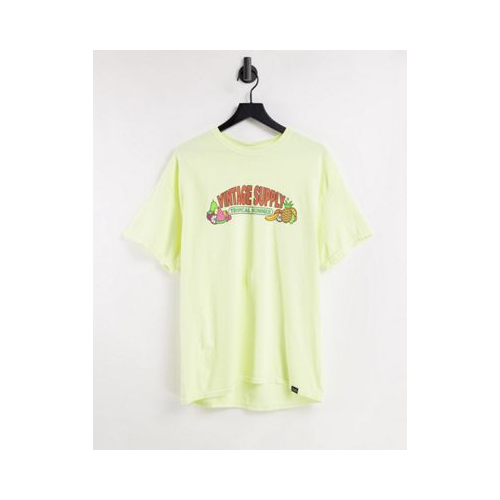 Желтая футболка с летним тропическим принтом Vintage Supply