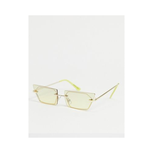 Желтые угловые солнцезащитные очки без оправы в стиле 90-х Noisy May