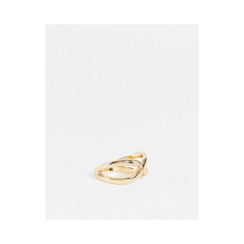 Золотистое кольцо с перекрестным дизайном DesignB London