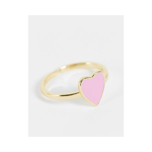 Золотистое кольцо с розовым сердечком Pieces