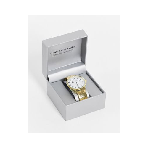 Золотистые часы с белым циферблатом Christin Lars