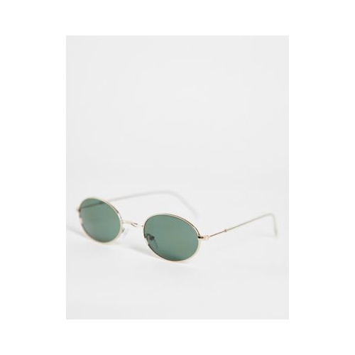 Золотистые овальные солнцезащитные очки в металлической оправе с линзами G15 ASOS DESIGN
