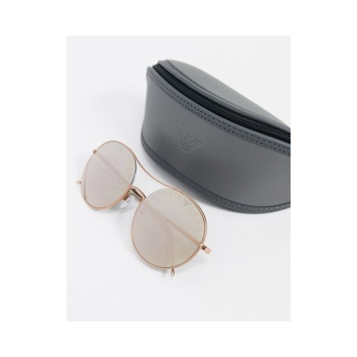 Золотистые солнцезащитные очки-авиаторы Emporio Armani