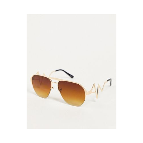 Золотистые солнцезащитные очки с отделкой на оправе Jeepers Peepers