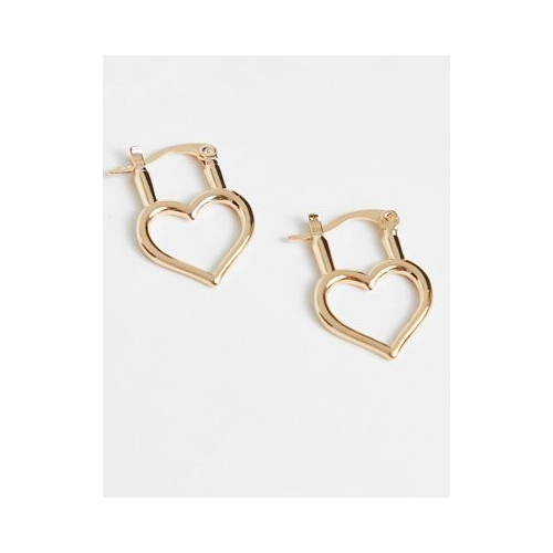 Золотистые серьги-кольца с маленькими сердечками ASOS DESIGN