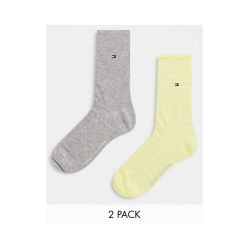 2 пары светло-серых носков с полосками Tommy Hilfiger