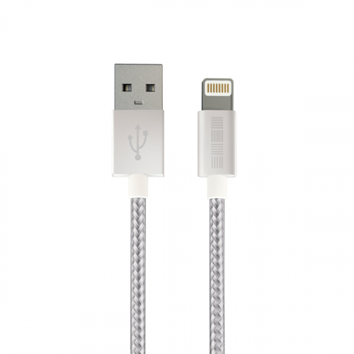 Кабель для iPod, iPhone, iPad InterStep метал коннекторы, нейлоновый, серебро, 1m MFI