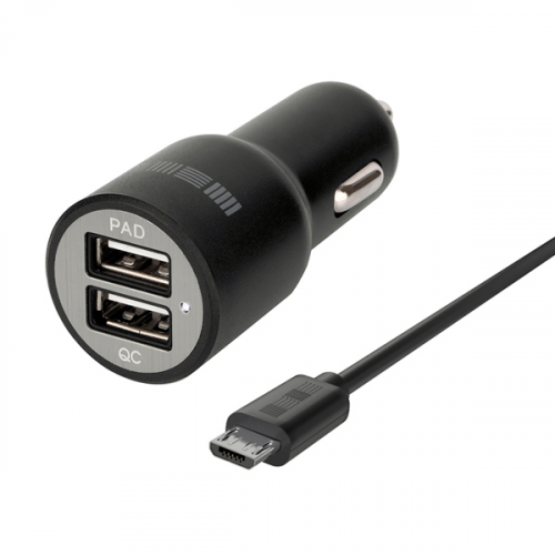 Автомобильное зарядное устройство InterStep 2 USB 2.4A + 2.4A+кабель microUSB+быстрая зарядка