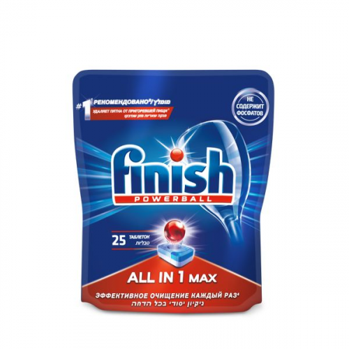Моющее средство для посудомоечной машины Finish All in1 Max Powerball Super Charged 25 таблеток