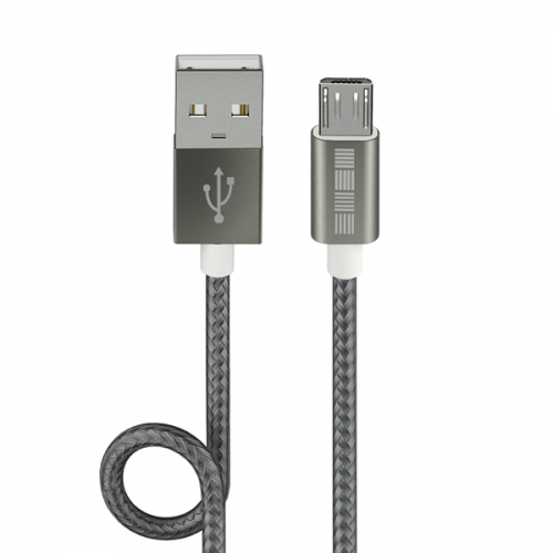 Кабель для сотового телефона InterStep USB-miсroUSB PVC/Nylon Space Gray 2m