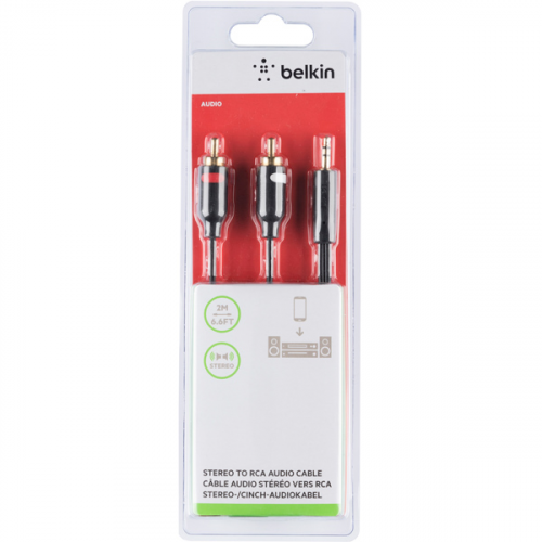 Кабель аналоговый аудио Belkin Jack 3.5 папа/2xRCA папа 2м (F3Y116BT2M)