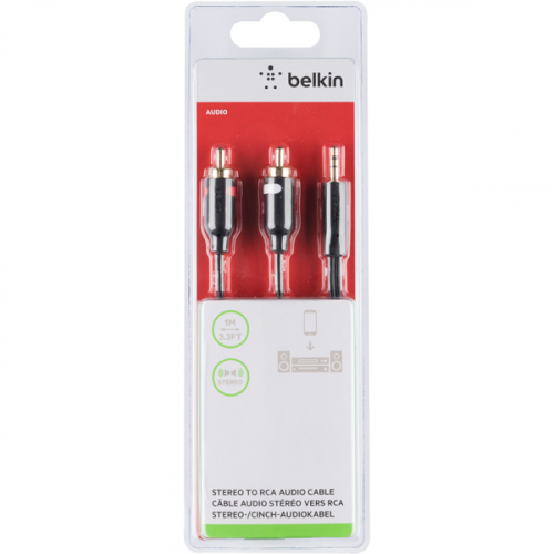 Кабель аналоговый аудио Belkin Jack 3.5 папа/2xRCA папа 1м (F3Y116BT1M)