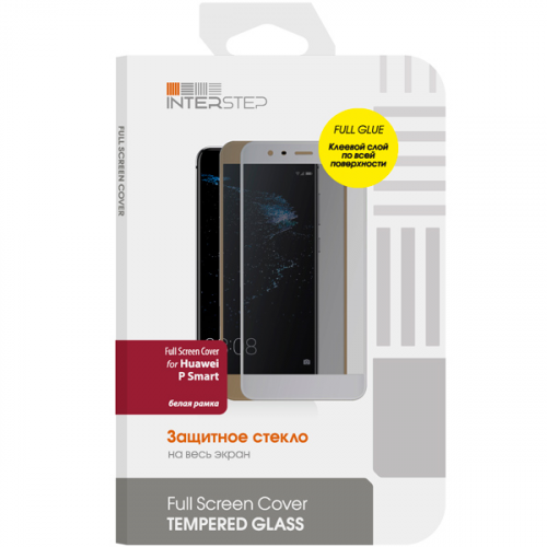 Защитное стекло InterStep Full Screen Cover F.Glue для Huawei P Smart White