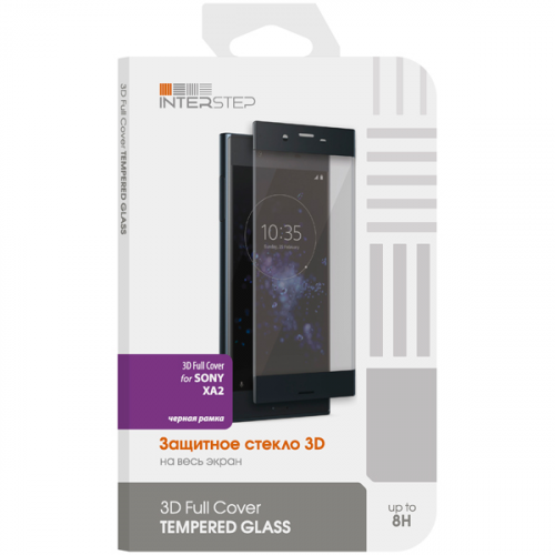 Защитное стекло InterStep 3D Full Cover для Sony XA2 черная рамка