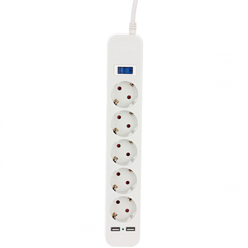 Сетевой фильтр Sven SF-05LU 3,0м, 5 розеток, 2 USB, White (SV-017415)