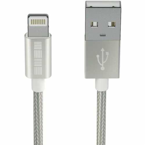 Кабель для iPod, iPhone, iPad InterStep метал коннекторы, нейлоновый, серебро, 2m MFI