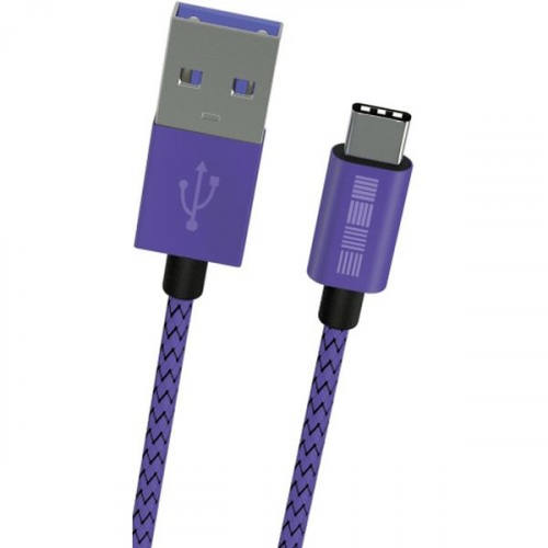 Кабель USB Type-C InterStep TypeC-USBA USB3.0 нейлон 1м M-M Ultra Violet