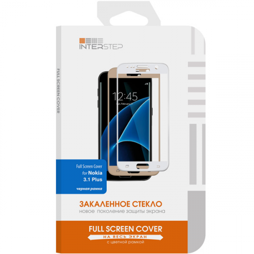 Защитное стекло InterStep Full Screen Cover д/Nokia 3.1 Plus, Black Frame