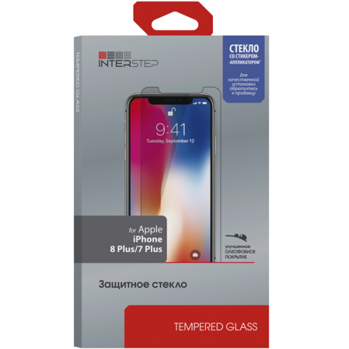 Защитное стекло InterStep глянцевое iPhone 8 Plus/7 Plus с аппл