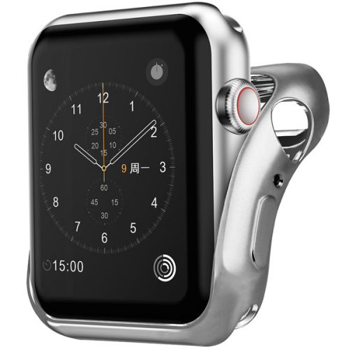 Бампер для Apple Watch InterStep 44mm Спортивный, силикон, серебро