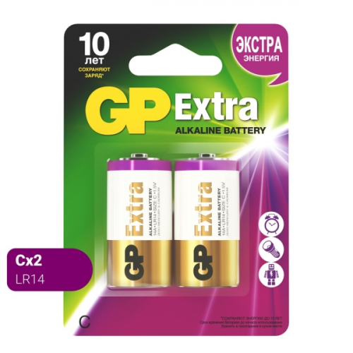 Батарея GP Extra Alkaline C (LR14), 2 шт (14AXNEW-2CR2)