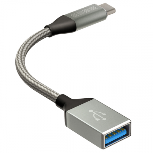 Переходник InterStep Type-C папа/USB A мама 0,15м нейлон мет.кон