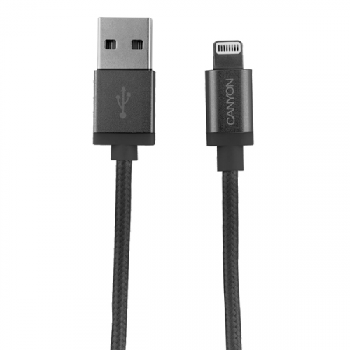 Кабель для iPod, iPhone, iPad Canyon 1 м USB-Lightning MFI черный (CNS-MFIC3B)