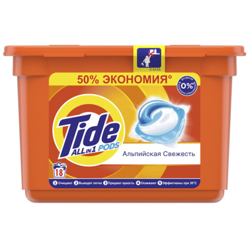 Жидкость для стирки Tide ALLin1 PODS 18 кап. Альпийская Свежесть