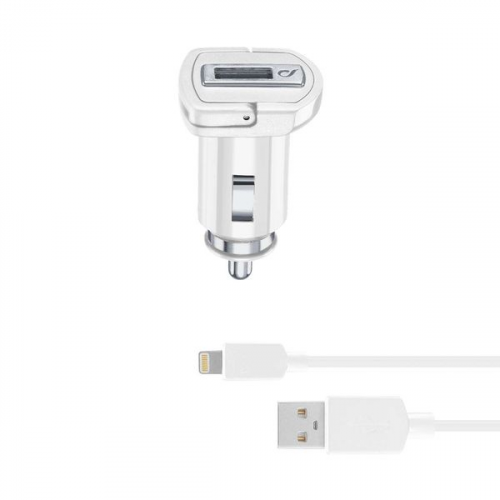 Автомобильное зарядное устройство Cellular Line USB Kit Ultra + Lightning, White(CBRUSBMFIIPH2AW)