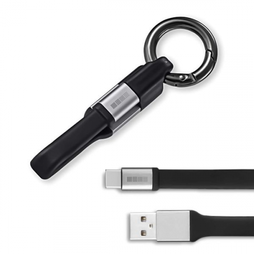 Кабель USB Type-C InterStep 0,1м, плоский с холдером, Black