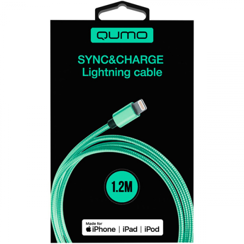 Кабель для iPod, iPhone, iPad Qumo 1.2 м MFI USB-Apple 8 pin зеленый