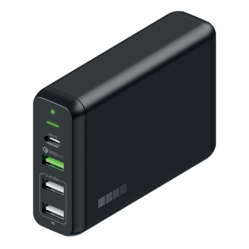 Сетевое зарядное устройство InterStep PD75W(USB-C) + 2*USB(24W), Black