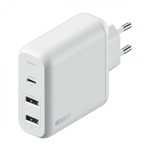 Сетевое зарядное устройство InterStep PD60W(USB-C) + 2*USB(24W), Black