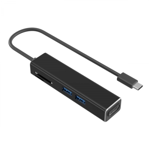 Переходник для планшетного компьютера Red Line Multiport Type-C 5 in 1 Black