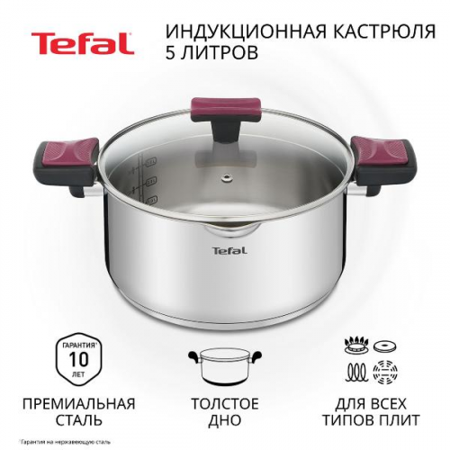 Кастрюля Tefal Cook&Clip 5л с крышкой (G7234674)