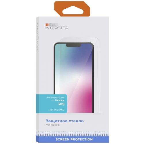 Защитное стекло InterStep Full Screen Cover для Honor 30S, Black Frame