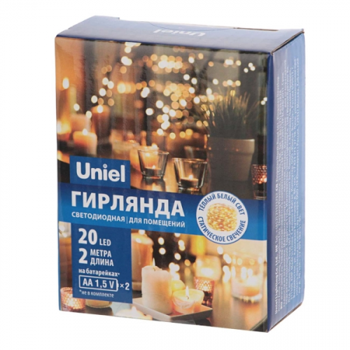 Электрогирлянда Uniel ULD-S0200-020/SСB/2AA Wham White IP20 DEW