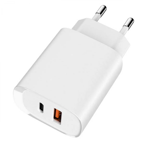 Сетевое зарядное устройство TFN x2 USB+Type C QC+PD 20W белый